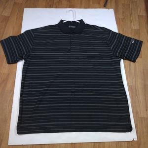 Nike Golf Polo Shirt Mens size XXL/TTG Fit Dry Short Sleeve Black Striped